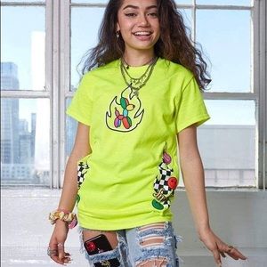 AVANI Fanjoy Large Lime Green Graphic Tee EUC